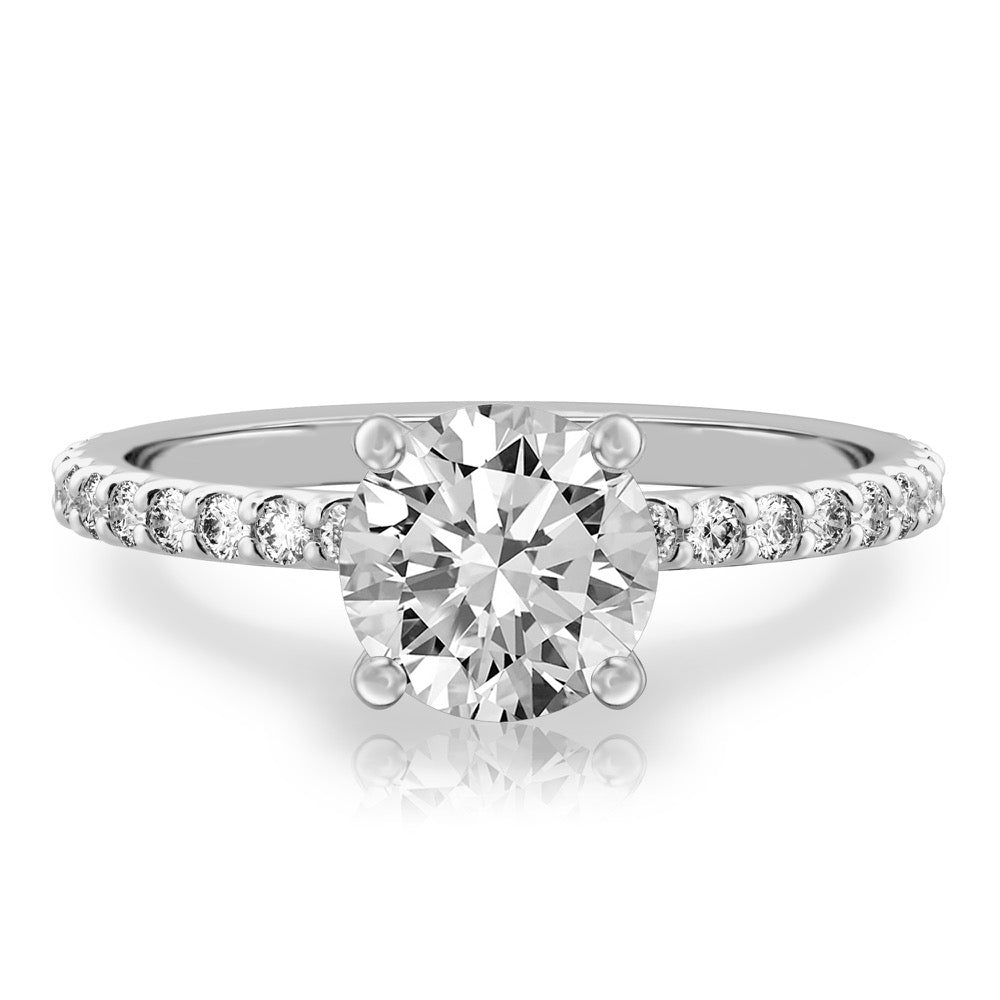 Stunning 1.0- 2.0 CT Round Moissanite Engagement Ring with Hidden Halo & Pave Design 1