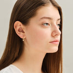 0.10 TCW Round Cut Moissanite Bezel Drop Earrings in Gold 5