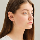 0.10 TCW Round Cut Moissanite Bezel Drop Earrings in Gold 5