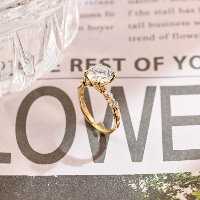 Stunning 2.0 CT Round Moissanite Engagement Ring with Pave Design 2