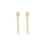 0.10 TCW Round Cut Moissanite Thread Earrings in Gold 2