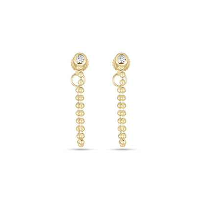 0.10 TCW Round Cut Moissanite Thread Earrings in Gold 2
