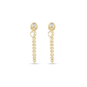 0.10 TCW Round Cut Moissanite Thread Earrings in Gold