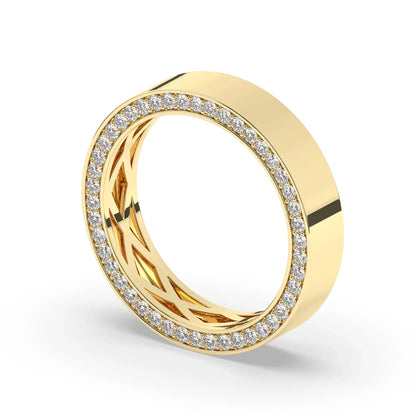 Delicate 0.80 TCW Moissanite Hidden Diamond Men's Wedding Band with Round Cut Stones in Solid Gold 4