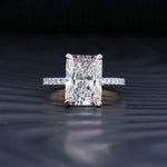 Stunning 5.0 CT Radiant Moissanite Engagement Ring with Double Hidden Halo & Pave Design 1
