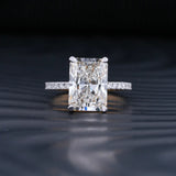 Stunning 5.0 CT Radiant Moissanite Engagement Ring with Double Hidden Halo & Pave Design 1