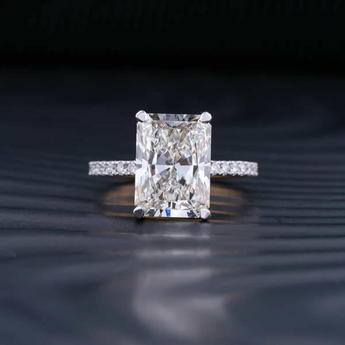 Stunning 5.0 CT Radiant Moissanite Engagement Ring with Double Hidden Halo & Pave Design 1