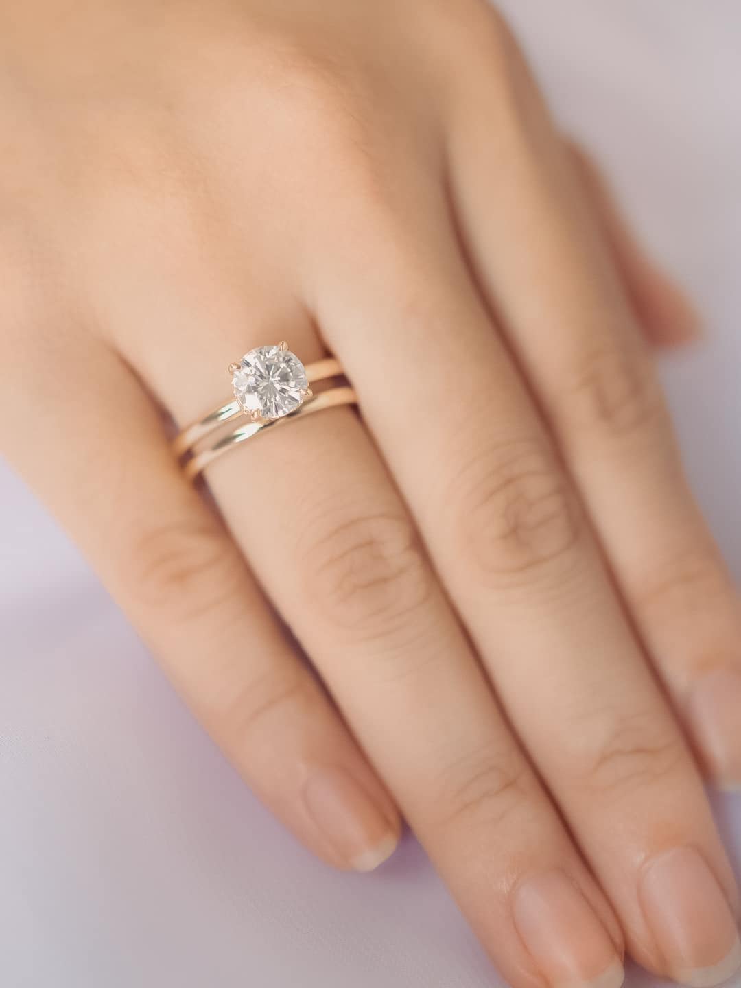 Stunning 1.0 CT Round Moissanite Engagement Ring with Hidden Halo Design 11