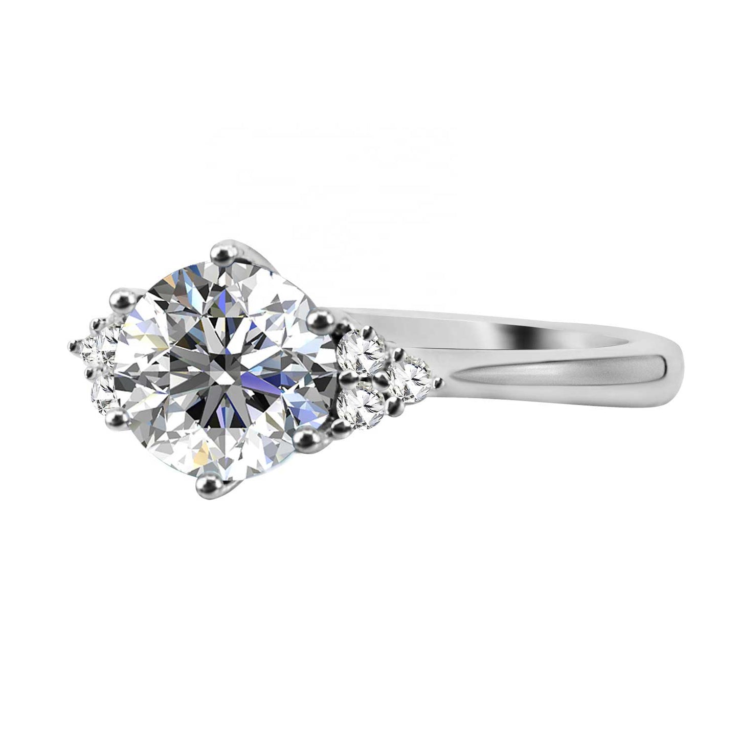 Round Cut Cluster Style Cubic Zirconia in 925 Sterling Silver Ring 4