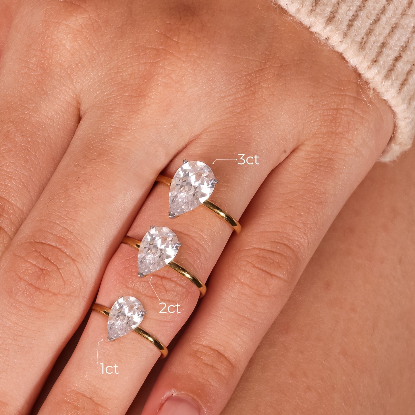 Stunning 1.0 CT Pear Moissanite Engagement Ring with Solitaire Design 3