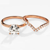 1.50 CT Round Cut Moissanite Bridal Ring Set with Round Wedding Bands 4