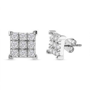 Round Cut Cubic Zirconia in 925 Sterling Silver Earrings