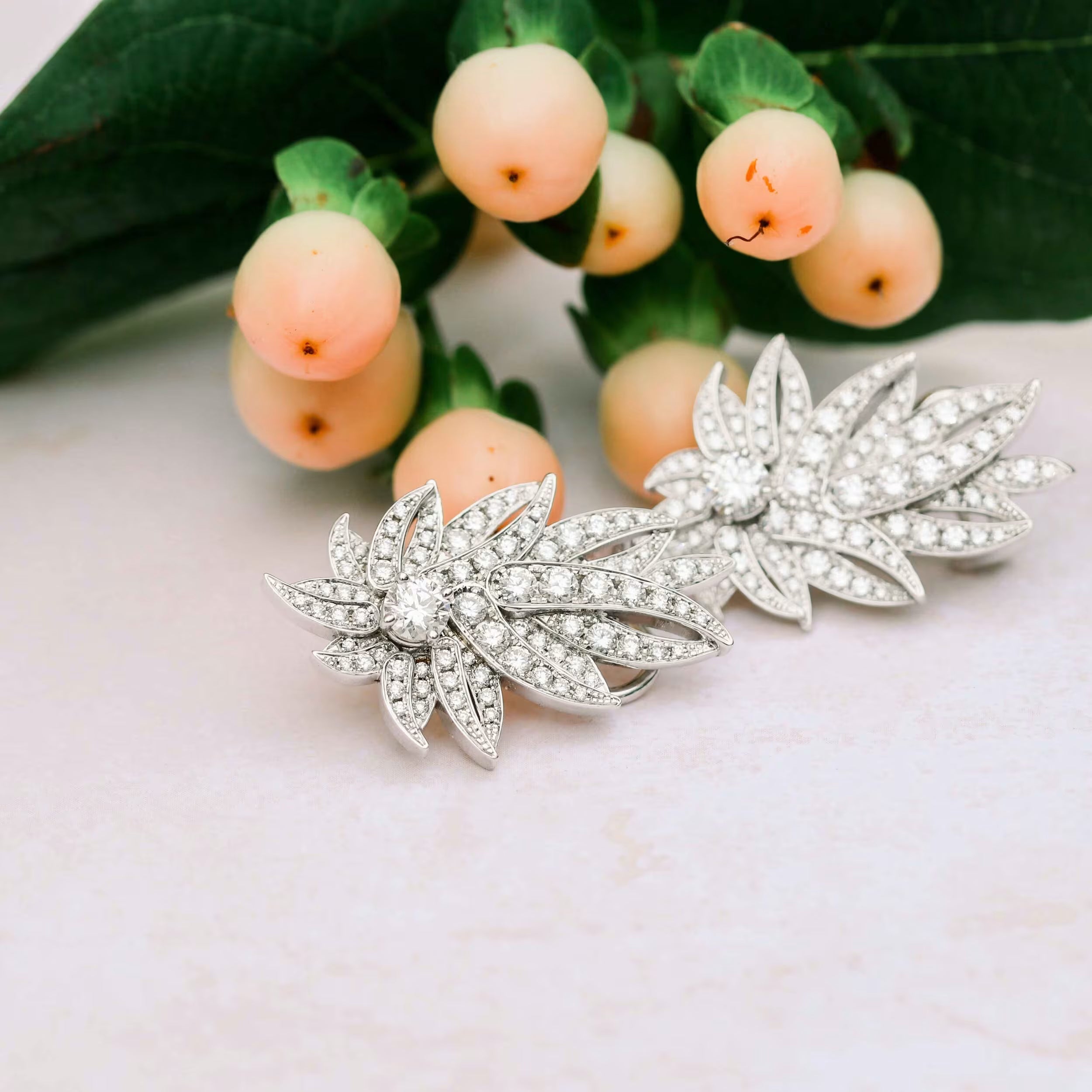 2.0 TCW Round Cut Moissanite Feather Stud Earrings in Gold 1