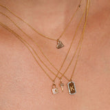 0.10 CT Round Moissanite Diamond Dog Tag Pendant Necklace in Solid Gold 5