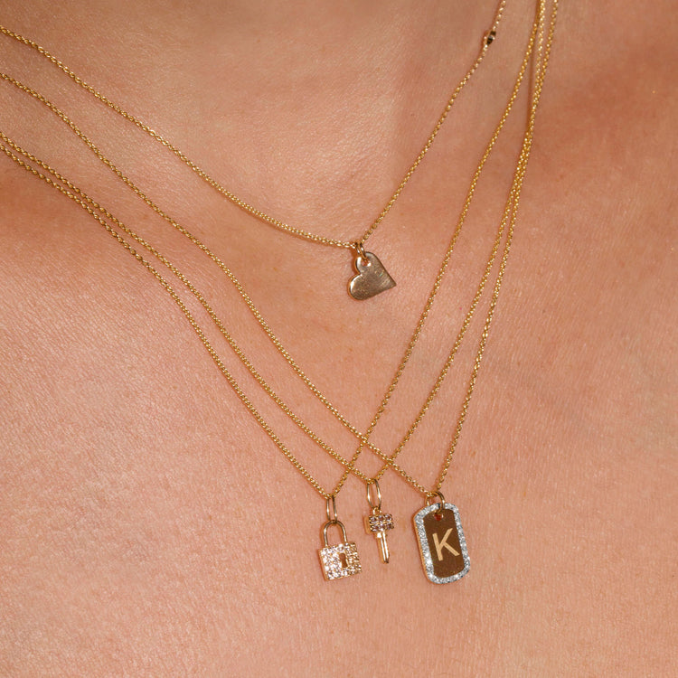 0.10 CT Round Moissanite Diamond Dog Tag Pendant Necklace in Solid Gold 5