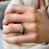 Stunning 0.7 CT Emerald Moissanite Stones Three Stones Engagement Ring 5