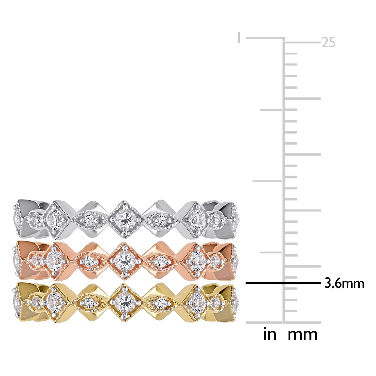 Round Cut Cubic Zirconia in 925 Sterling Silver Wedding Bands 6