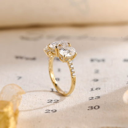 Stunning 3.0 CT Oval Moissanite Engagement Ring with 3 Stones Design 5