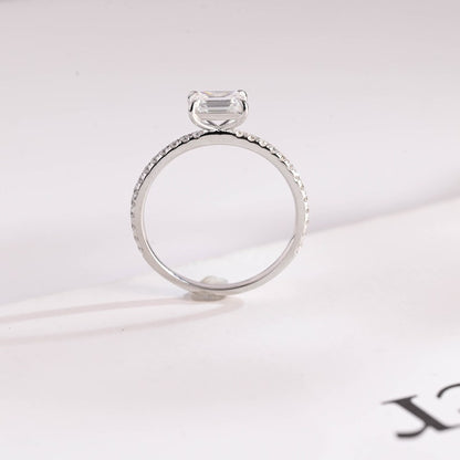 Stunning 0.5 - 1.5 CT Emerald Moissanite Engagement Ring with Pave Design 8