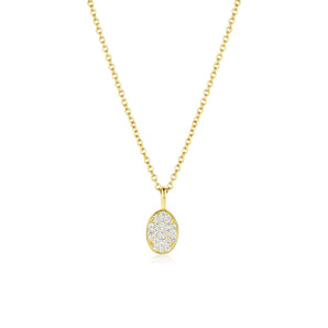 0.20 CT Round Moissanite Diamond Oval Pendant Necklace in Solid Gold