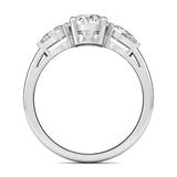 Stunning 0.7 CT Oval Moissanite Stones Three Stones Wedding Band 3