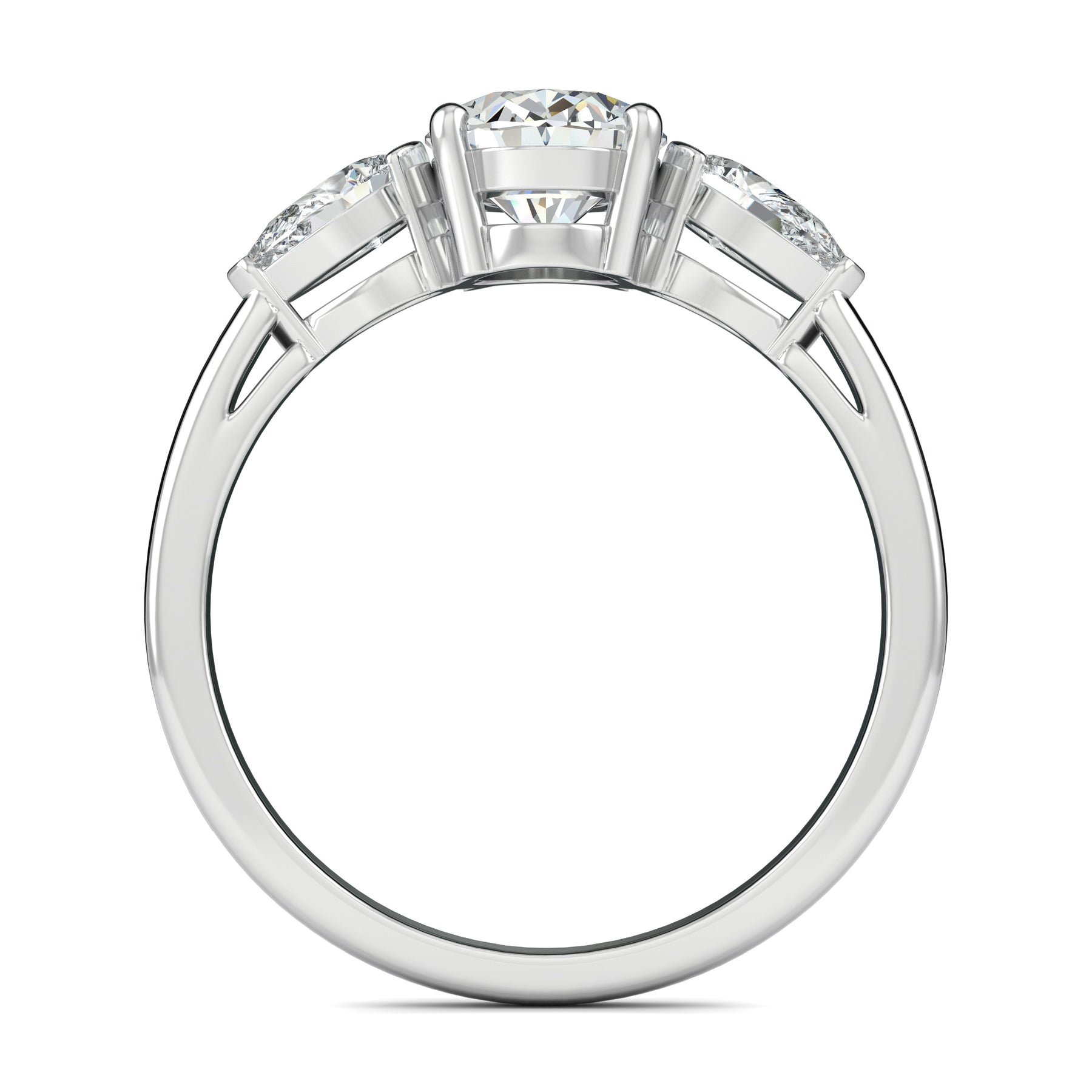 Stunning 0.7 CT Oval Moissanite Stones Three Stones Wedding Band 3