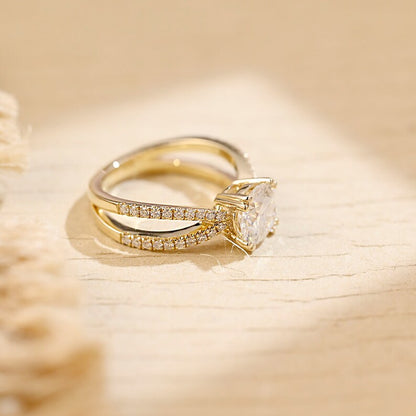 Stunning 2.0 CT Round Moissanite Engagement Ring with Split Shank & Pave Design 2