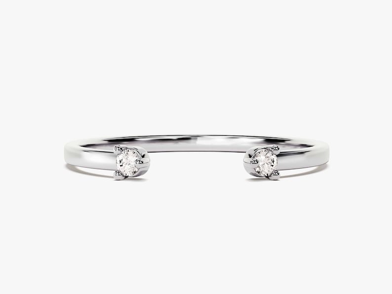 Stunning 0.06 CT Round Moissanite Stones Open Wedding Bands 4