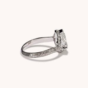 Stunning 1.54 CT Pear Moissanite Engagement Ring with Swirl Design