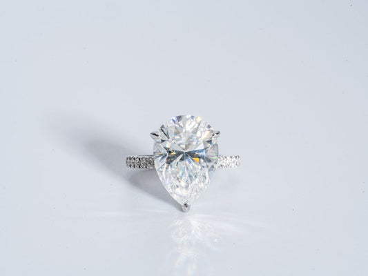 Stunning 5.0 CT Pear Moissanite Engagement Ring with Double Hidden Halo & Pave Design 1