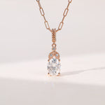 1.20 CT Oval Moissanite Diamond Milgrain Pendant Necklace in Solid Gold 1