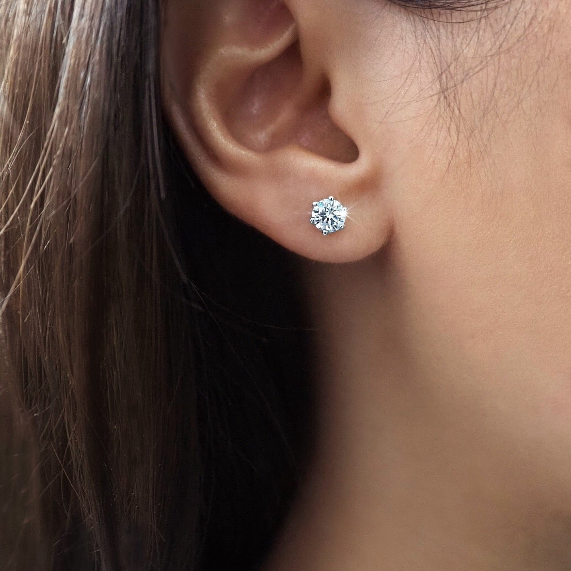 0.5 CT Round Solitaire CVD G/VVS Diamond Earrings 2