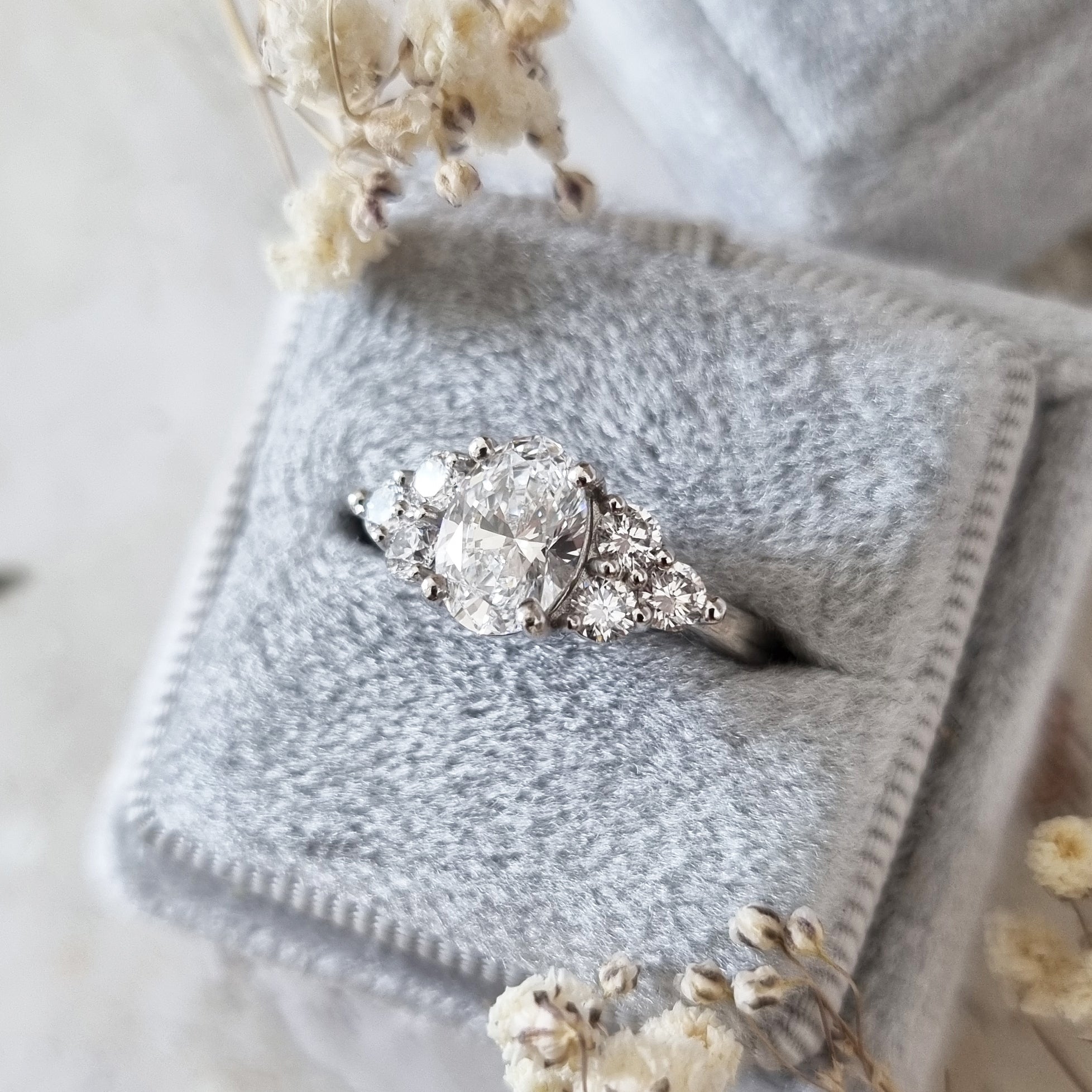 Oval Cluster Lab Grown Diamond Engagement Ring