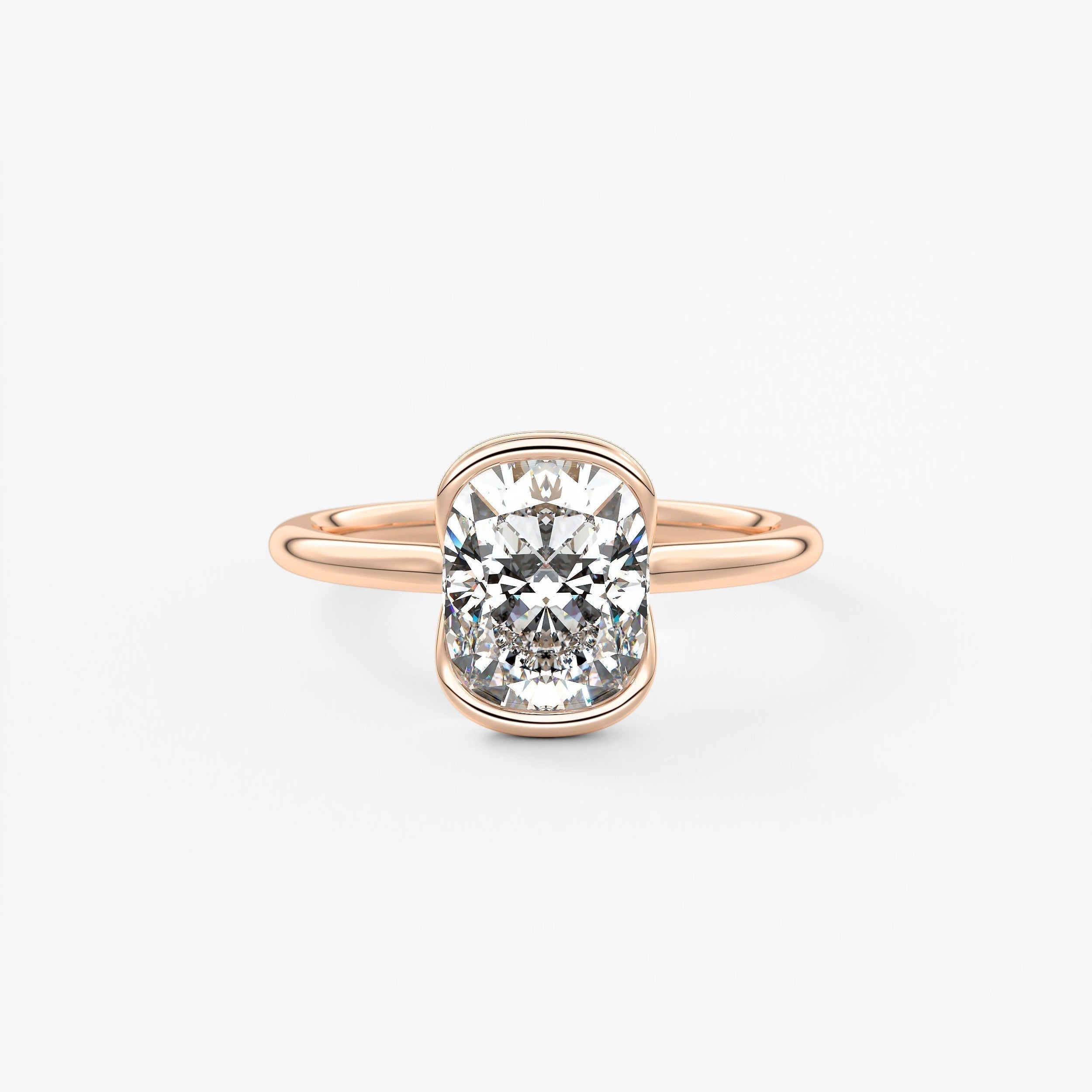 Cushion Half Bezel Lab Grown Diamond Engagement Ring