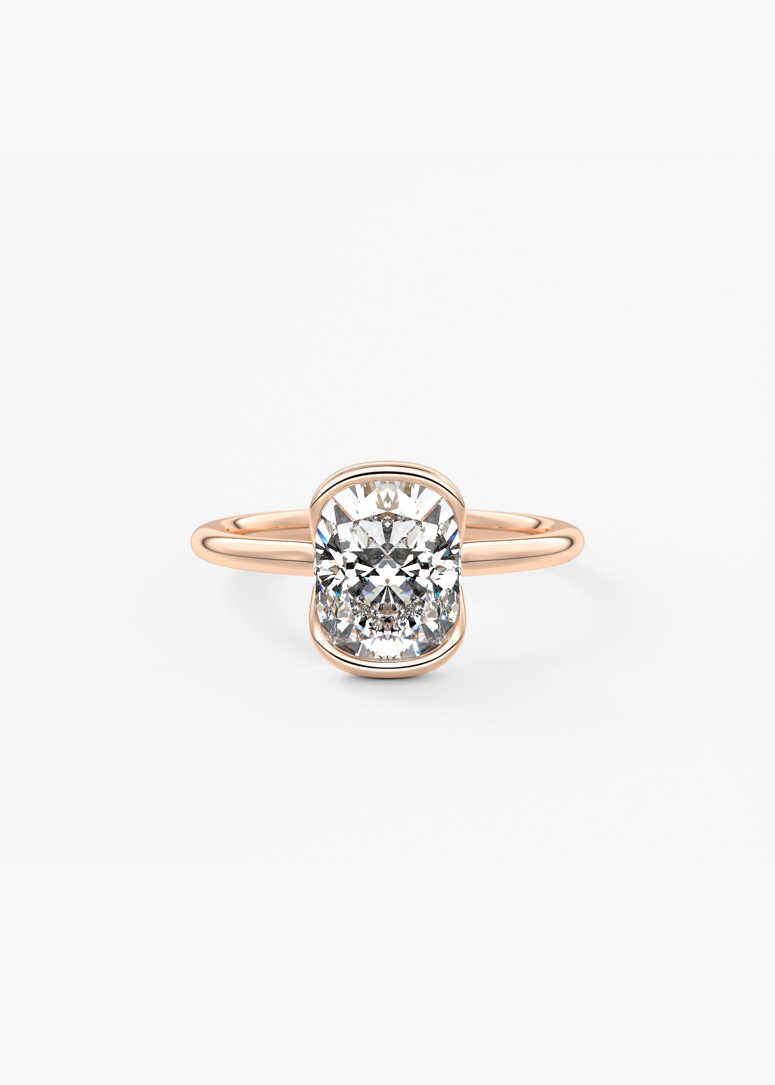 Cushion Half Bezel Lab Grown Diamond Engagement Ring