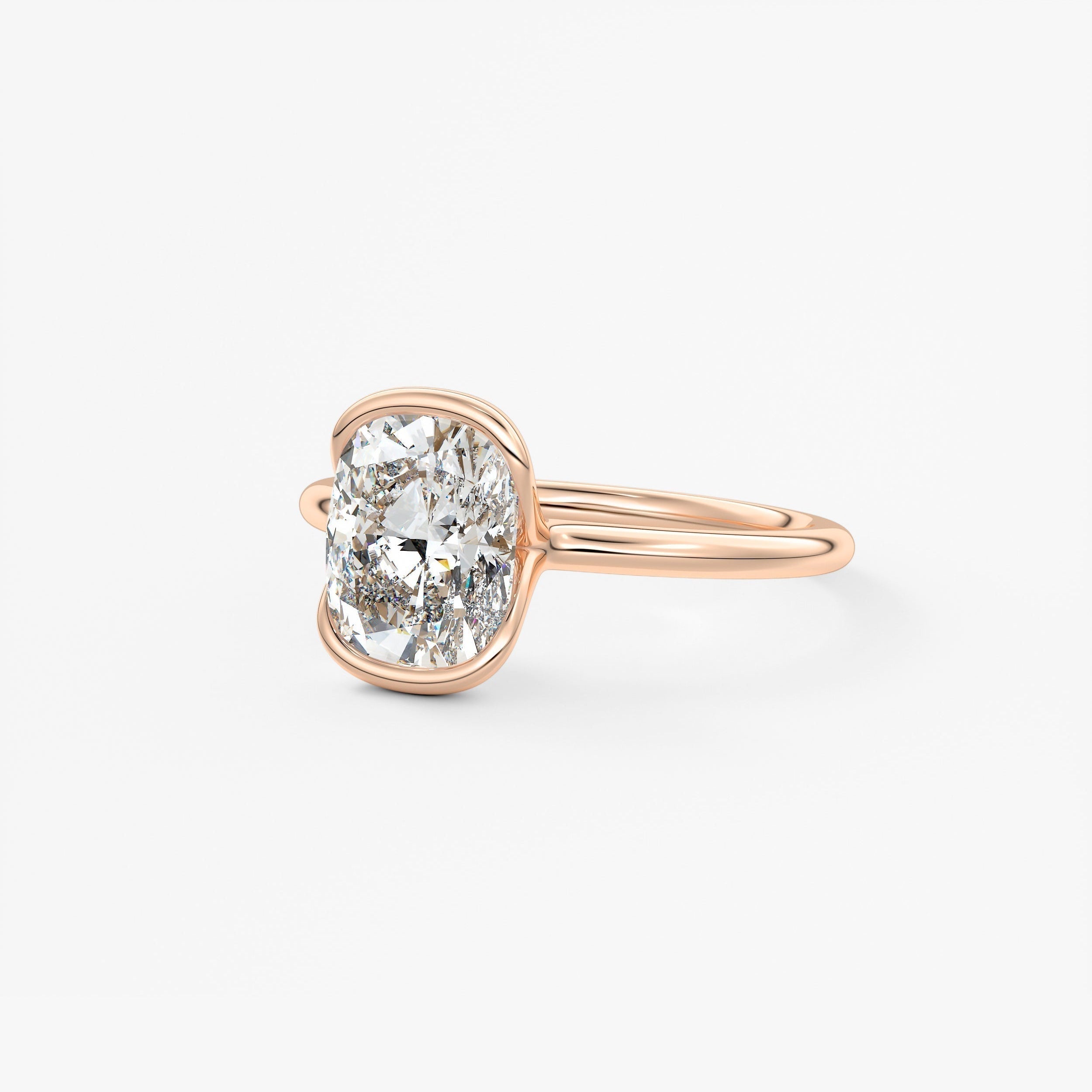 Cushion Half Bezel Lab Grown Diamond Engagement Ring