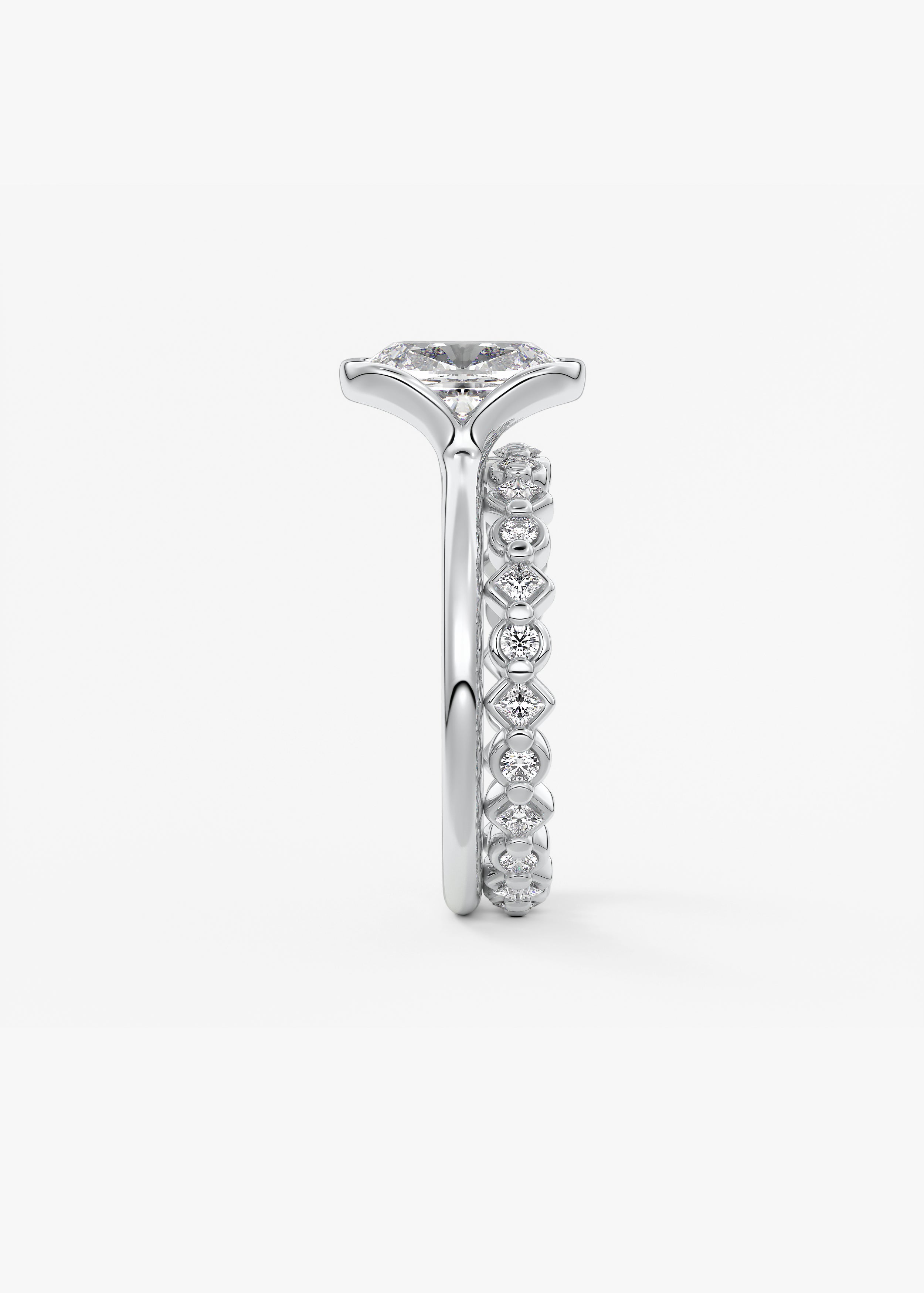 Cushion Half Bezel Lab Grown Diamond Engagement Ring