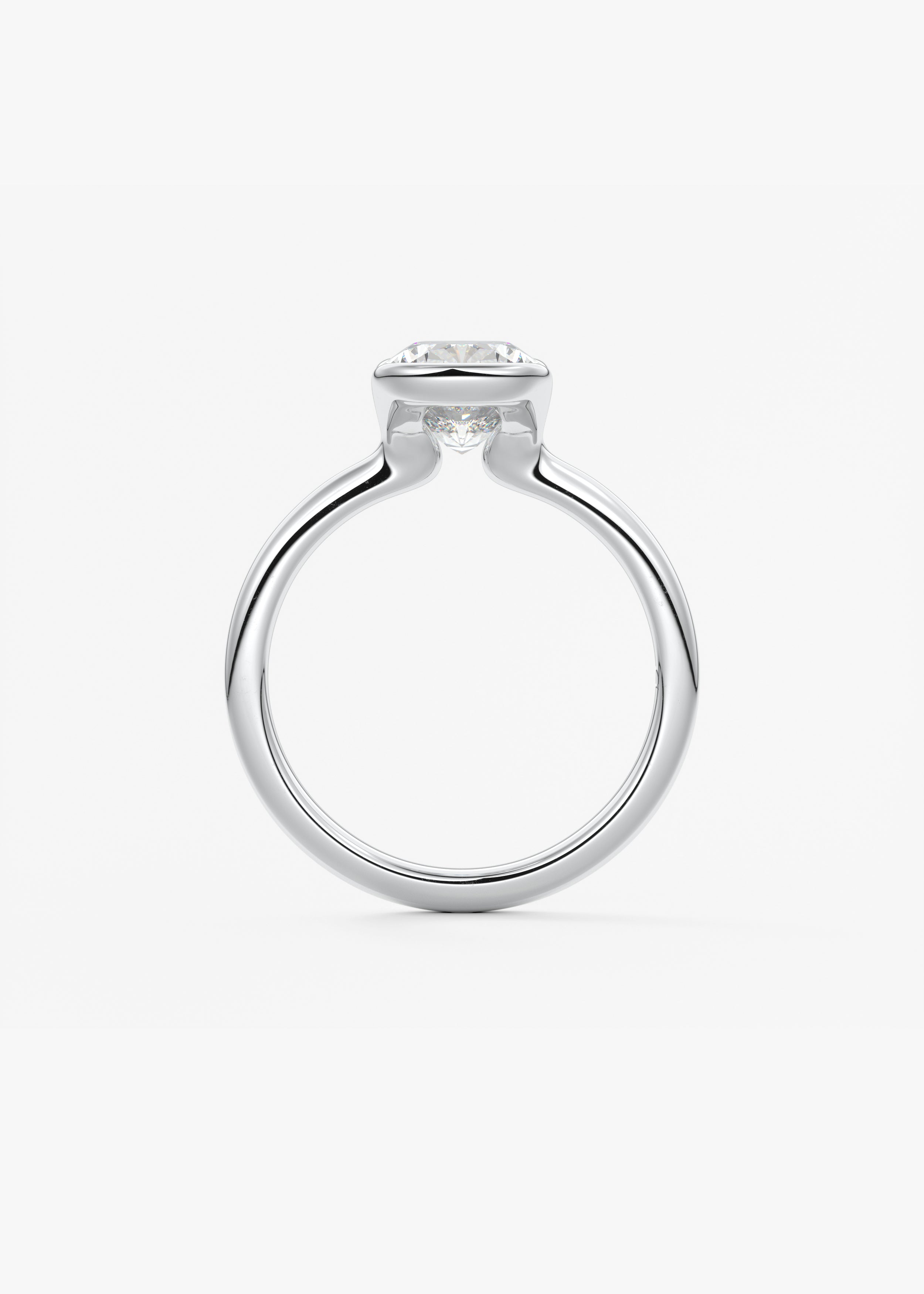 Cushion Half Bezel Lab Grown Diamond Engagement Ring