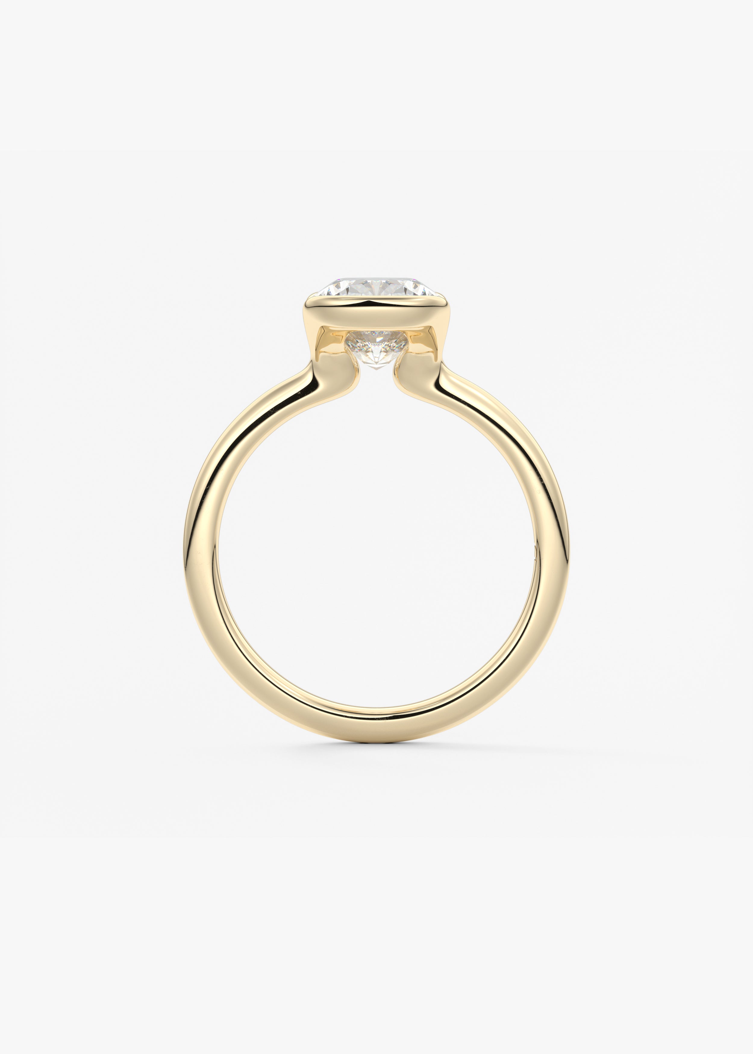 Cushion Half Bezel Lab Grown Diamond Engagement Ring