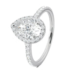 Stunning 0.4 CT Pear Moissanite Stones Pave & Halo Wedding Bands 2