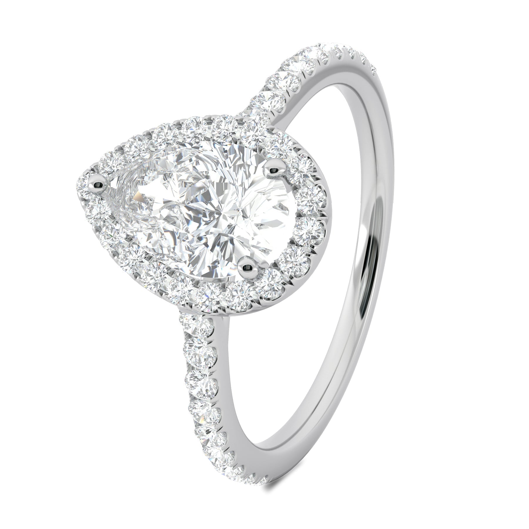 Stunning 0.4 CT Pear Moissanite Stones Pave & Halo Wedding Bands 2