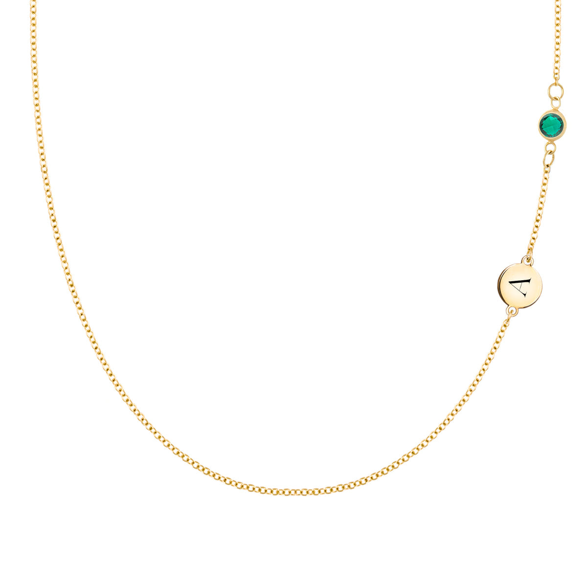 0.25 CT Round Emerald Lab Made Diamond- May Birthstone Necklace 1