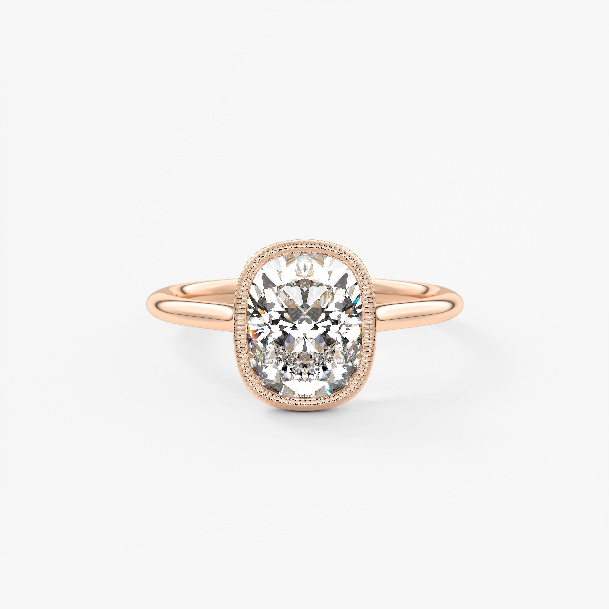 Elongated Cushion Milgrain Bezel Lab Grown Diamond Engagement Ring