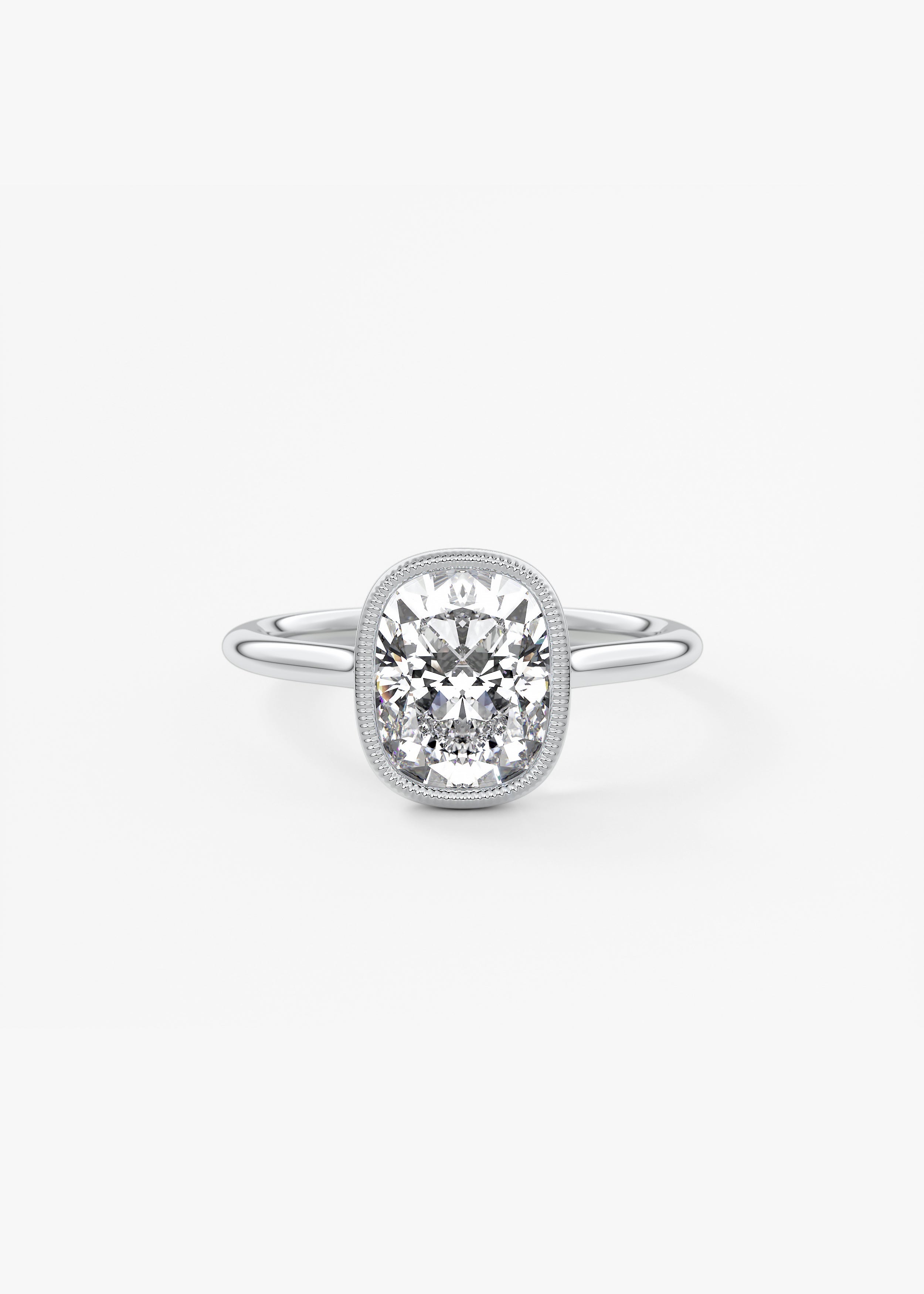 Elongated Cushion Milgrain Bezel Lab Grown Diamond Engagement Ring