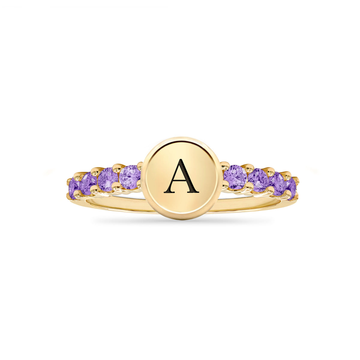 0.96 TCW Round Amethyst Lab Made Diamond- February Birthstone Ring 5