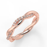Stunning 0.11 TCW Round Moissanite Stones Twisted Wedding Bands 9