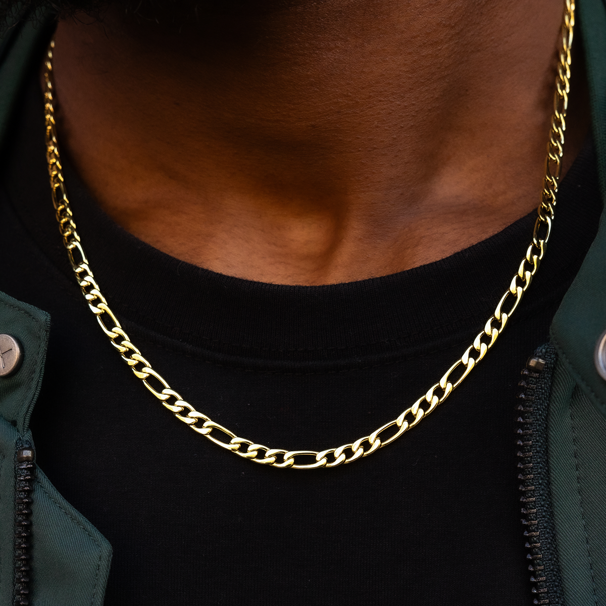 Polished Finish Cross Figaro Link Silver Necklace For Him 2