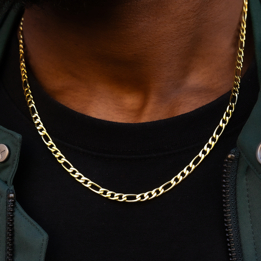 Polished Finish Cross Figaro Link Silver Necklace For Him 2