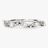 Stunning 0.30 CT Round & Marquise Moissanite Stones Half Eternity Wedding Band 3