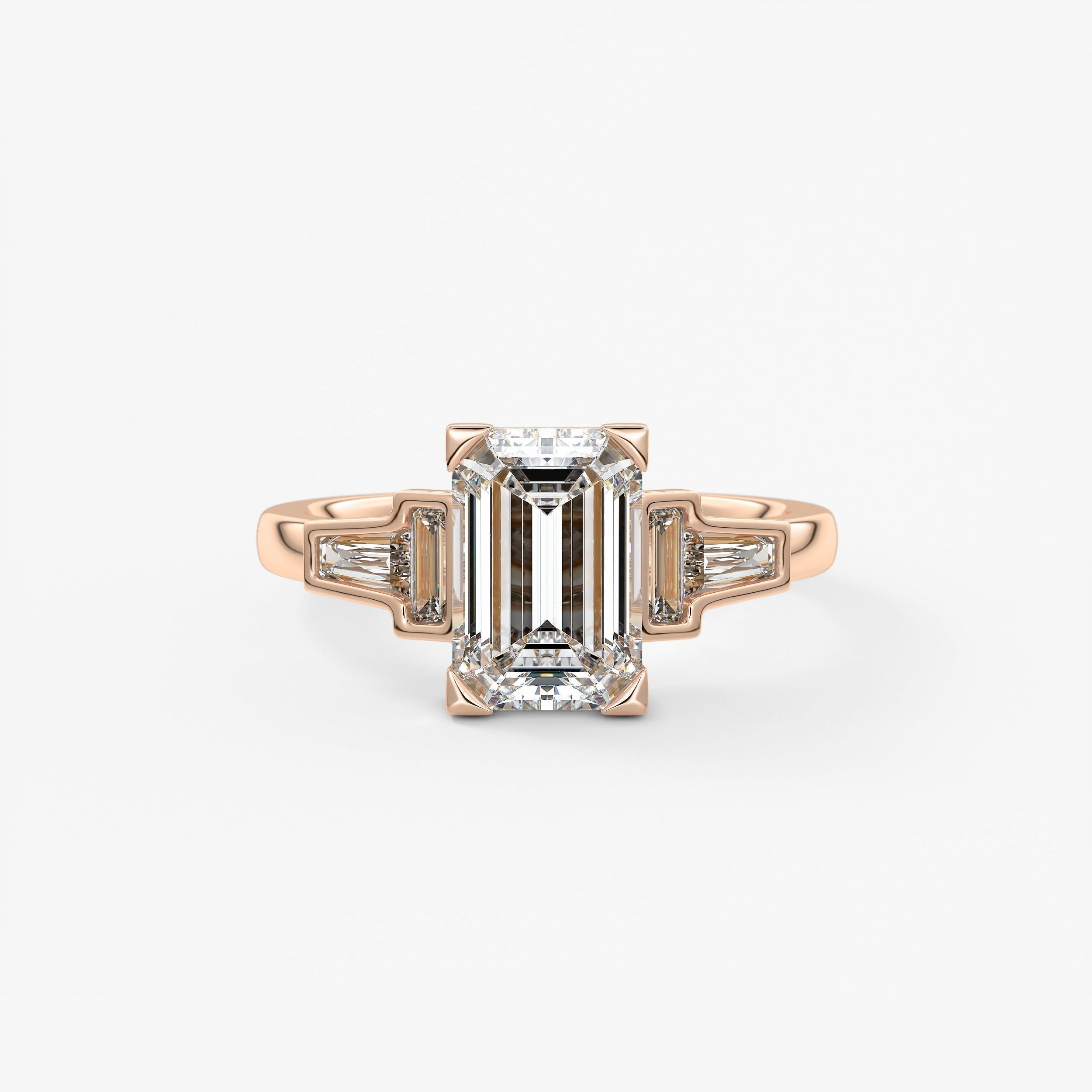 Emerald Five Stones Lab Grown Diamond Engagement Ring